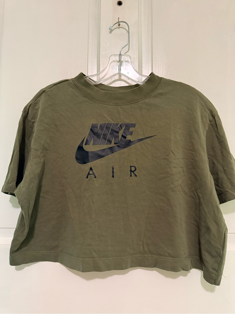 Nike Air Olive Green Logo Crop T-Shirt Gorpcore